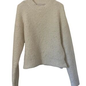 English Factory Ladies small Cream Cozy Crew Neck Sweater Wool Blend‎ Sheep Fur